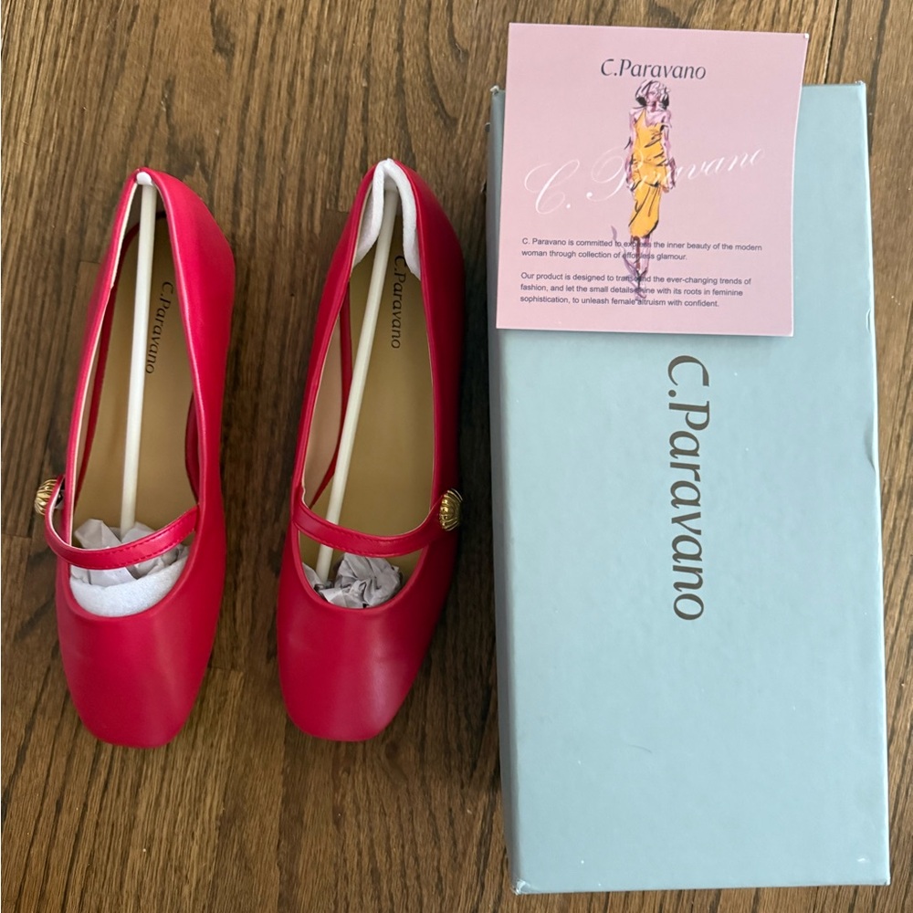 C.Paravano Women's Red Mary Jane flats